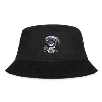 Grim Reaper Anime Cat Cherry Blossom - Bucket Hat - black - Front - Lela (165cm)