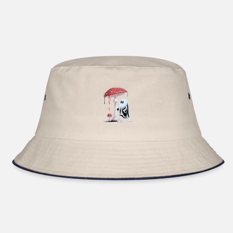 Halloween Whimsical Ghost & Toadstool Cottagecore Bucket Hat