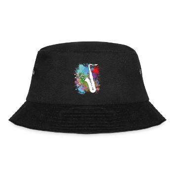 Saxophone on splashes of color - Bucket Hat - black - Front - Lela (165cm)