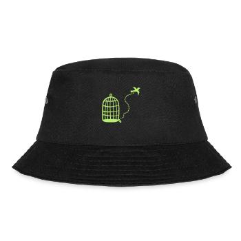 Käfig - Vogel fliegt - Bucket Hat - Schwarz - Vorne - Lela (165cm)