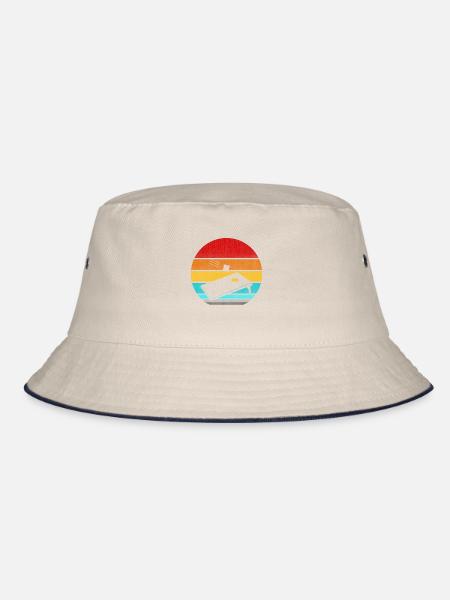 retro vinatge cornhole - Bucket Hat - ecru/navy - Front