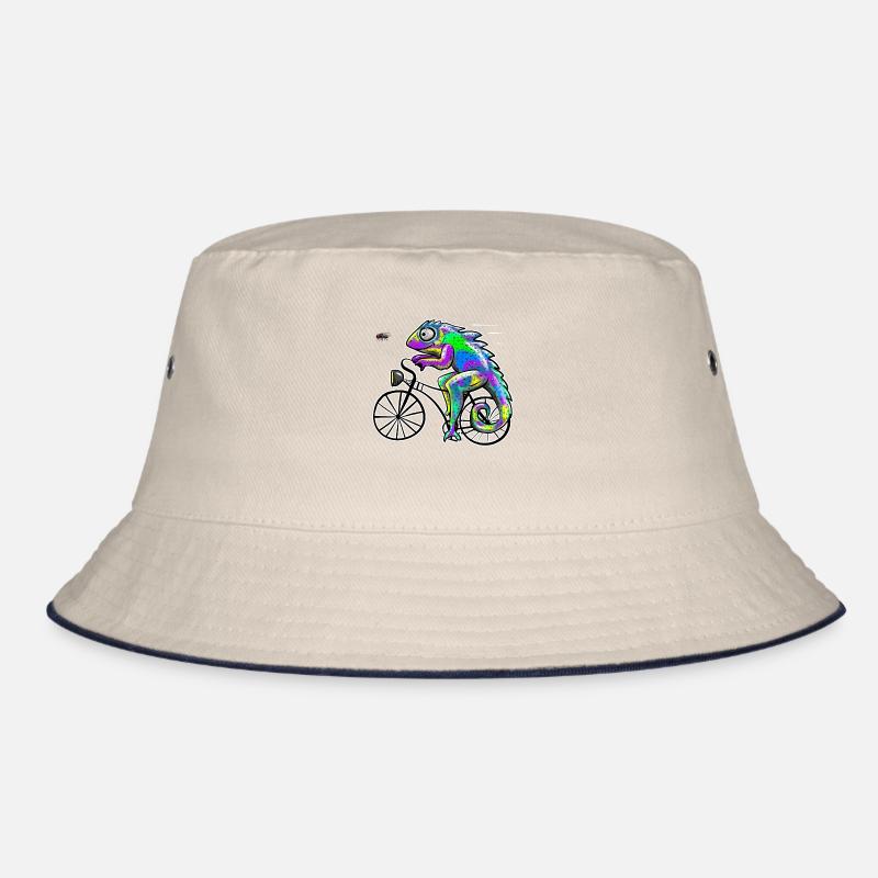 Caméléon avec vélo et nœud papillon Bob