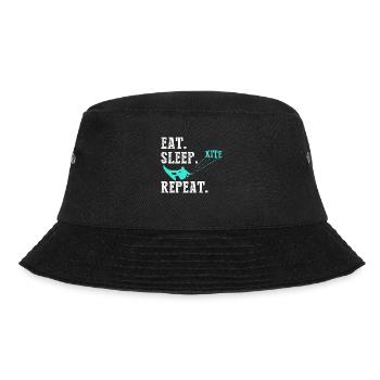 Kiteboarding Kite Kiten - Eat Sleep Kite Kitesurfe - Bucket Hat - Schwarz - Vorne - Lela (165cm)