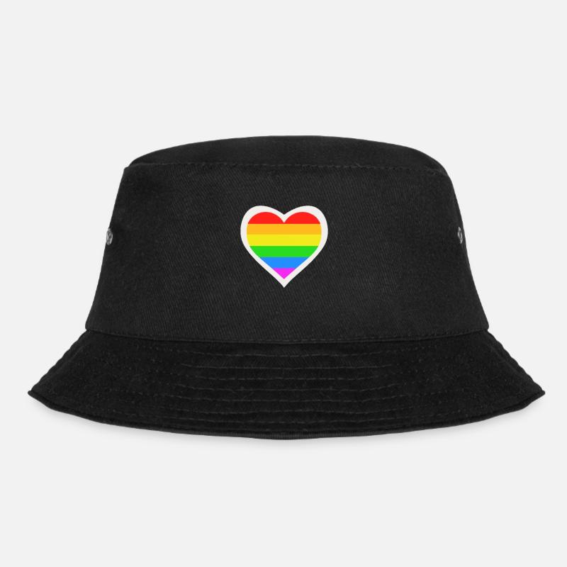 LGBT Queer Regenbogen Herz - Bucket Hat - Schwarz