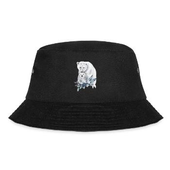 Polar Bears Decorated with Winter Plants - Bucket Hat - black - Front - Lela (165cm)
