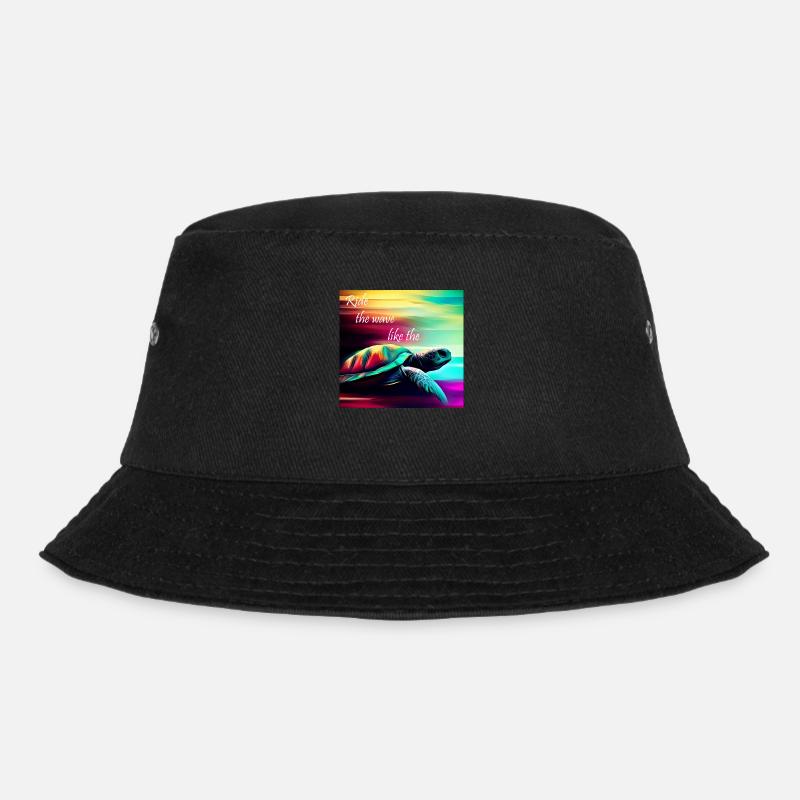 Schildkröte auf einer Welle - Bucket Hat - Schwarz
