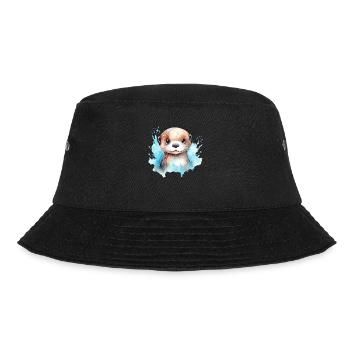 Otter Wasserfarben Zeichnung - Bucket Hat - Schwarz - Vorne - Lela (165cm)