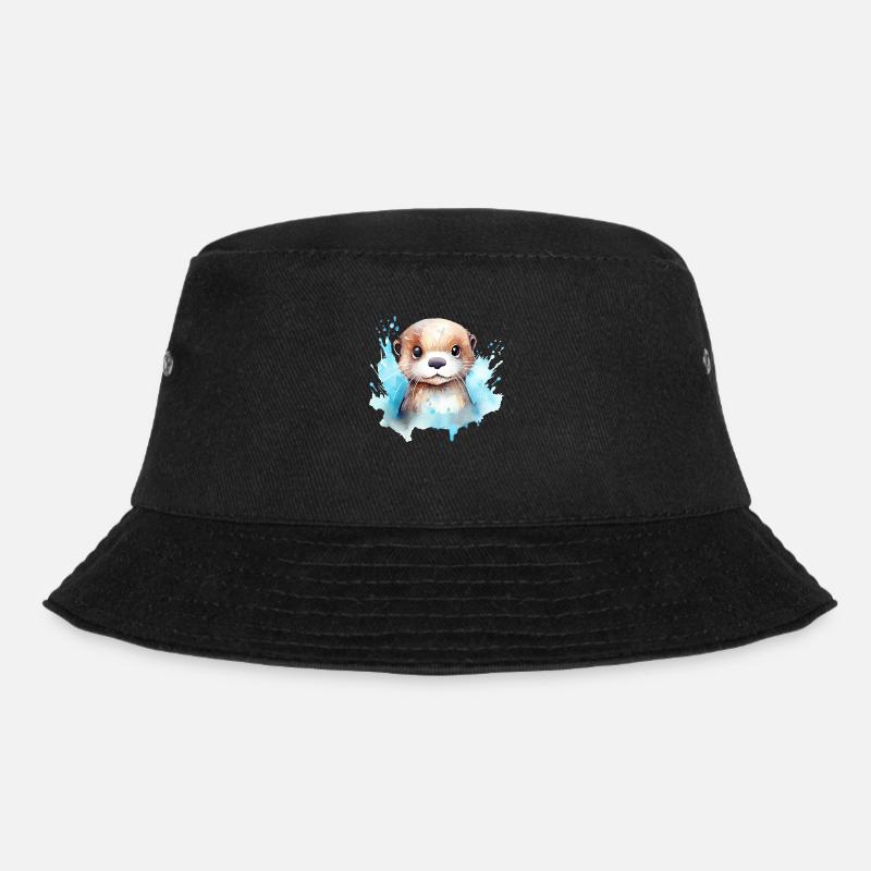 Otter Wasserfarben Zeichnung - Bucket Hat - Schwarz