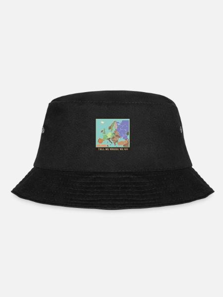 Reisekarte Europa - Bucket Hat - Schwarz