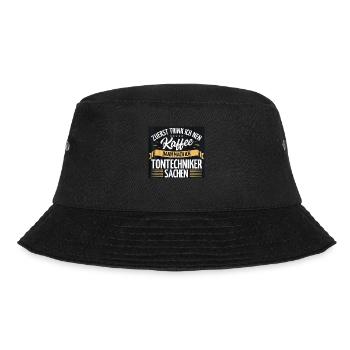 Zuerst trink ich nen Kaffee .... - Bucket Hat - Schwarz - Vorne - Lela (165cm)