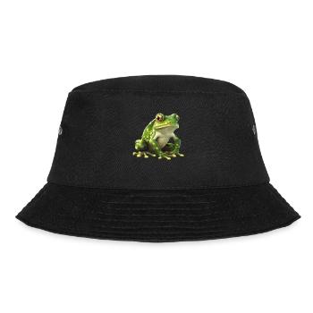 Grüner Frosch - Natürliches Design - Bucket Hat - Schwarz - Vorne - Lela (165cm)