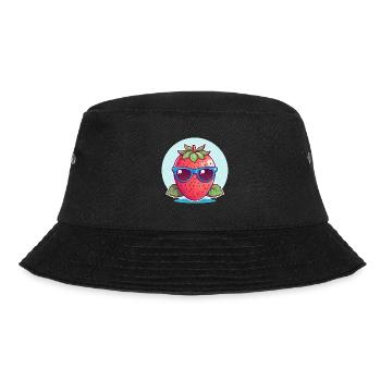 Kawaii Strawberry in Sunset: Cool & Fruity - Bucket Hat - black - Front - Lela (165cm)