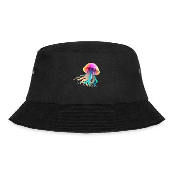 Qualle Jellyfish Meerestier Tauchen Bunt Geschenk - Bucket Hat - Schwarz - Vorne - Lela (165cm)