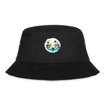 Tropischer Sonnenuntergangsurlaub - Bucket Hat - Schwarz - Vorne - Lela (165cm)