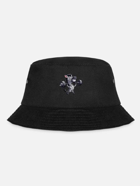 Zebra Hantel Fitness Gewichtheben - Bucket Hat - Schwarz