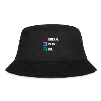 Dream Plan Do Checkliste Design - Bucket Hat - Schwarz - Vorne - Lela (165cm)