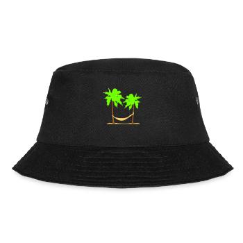 Hammock Under 2 Palm Trees Recreation Beach Sleeping - Bucket Hat - black - Front - Lela (165cm)