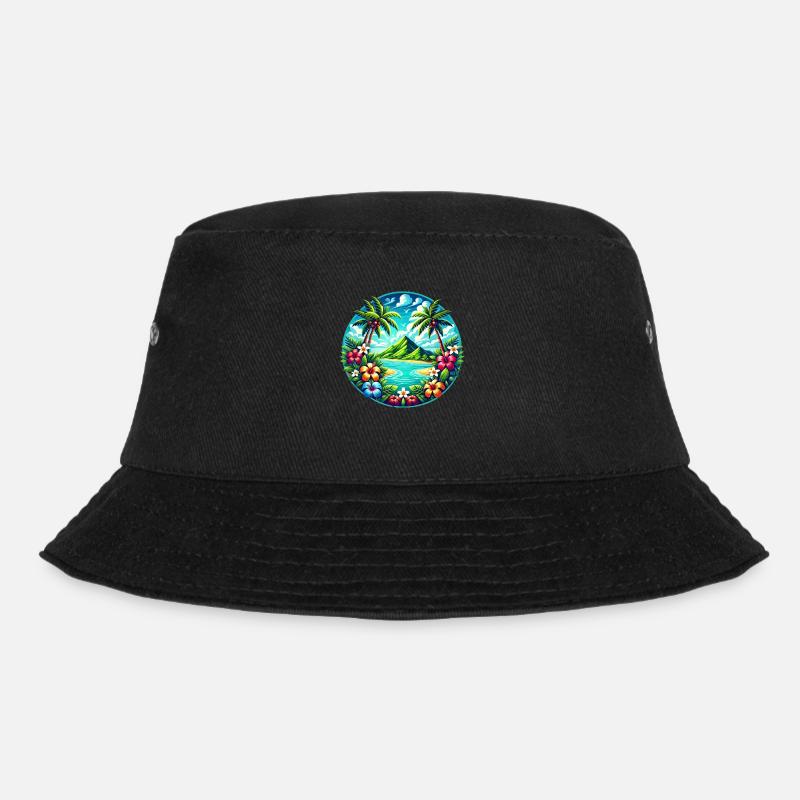 Caribbean Island Logo - Bucket Hat - black