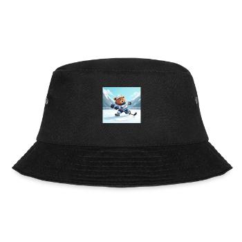 Polar bear playing hockey in winter - Bucket Hat - black - Front - Lela (165cm)