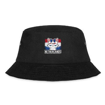 Niederlande Katze Fußball Katzenliebhaber - Bucket Hat - Schwarz - Vorne - Lela (165cm)