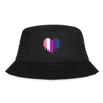 Tropfendes Genderfluid Pride Herz - Bucket Hat - Schwarz - Vorne - Lela (165cm)