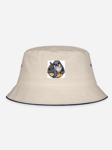 Seal Sticker - Bucket Hat - Natur/Navy - Vorne
