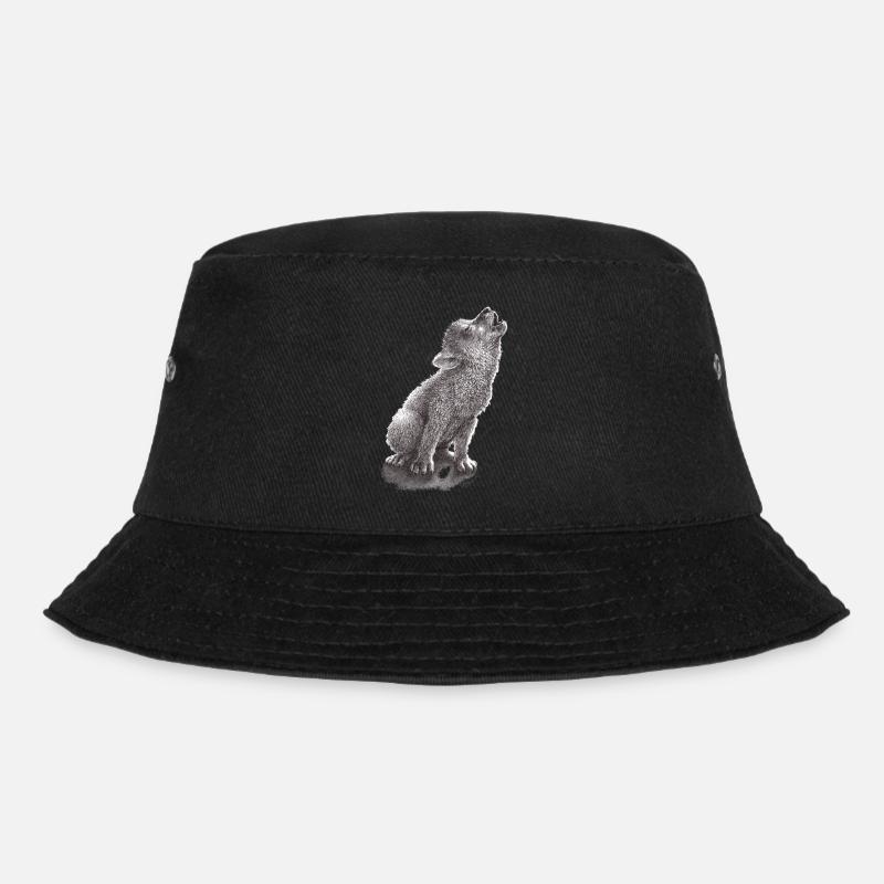 Young howling wolf - Bucket Hat - black