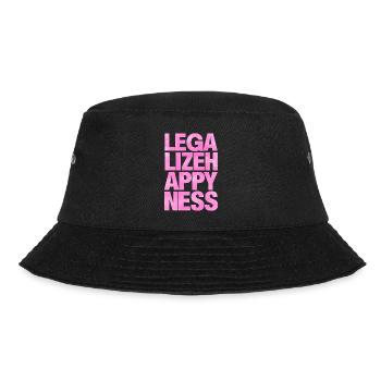 Legalize Happiness T-Shirt - Bucket Hat - Schwarz - Vorne - Lela (165cm)