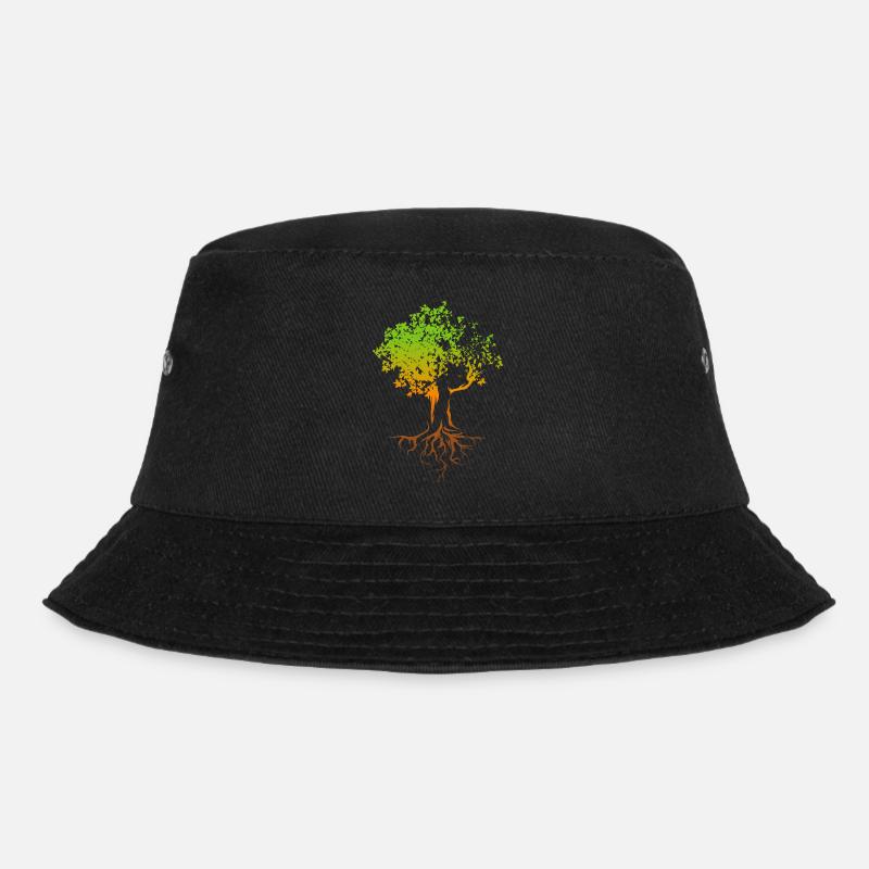 Baum Herbst Farben bunt Illustration Wald Natur - Bucket Hat - Schwarz