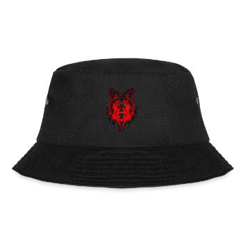 Tête de loup contour mosaïque noir sur rouge - Bob - noir - Devant - Lela (165cm)