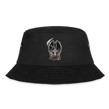 Grim Reaper,keltisches Kreuz und Rosen mit Schein - Bucket Hat - Schwarz - Vorne - Lela (165cm)