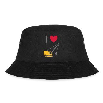★ Design colors can be changed ★ I love dragline excavators - Bucket Hat - black - Front - Lela (165cm)