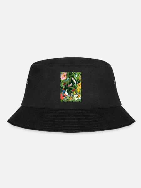 Papageien im Dschungel, Illustration - Bucket Hat - Schwarz