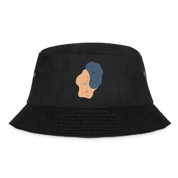 Minimalistische one line Gesichtshälften - Bucket Hat - Schwarz - Vorne - Lela (165cm)