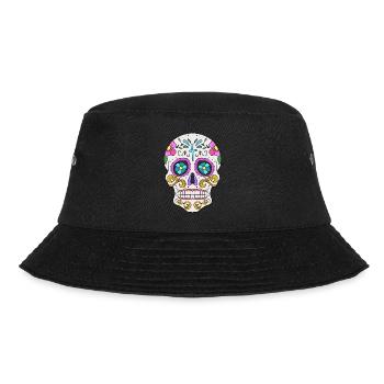 Mexican Skull Dia de los Muertos Day of the - Bucket Hat - black - Front - Lela (165cm)
