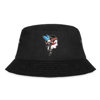 Indisches Frauengesicht - Zeichnung old school - Bucket Hat - Schwarz - Vorne - Lela (165cm)