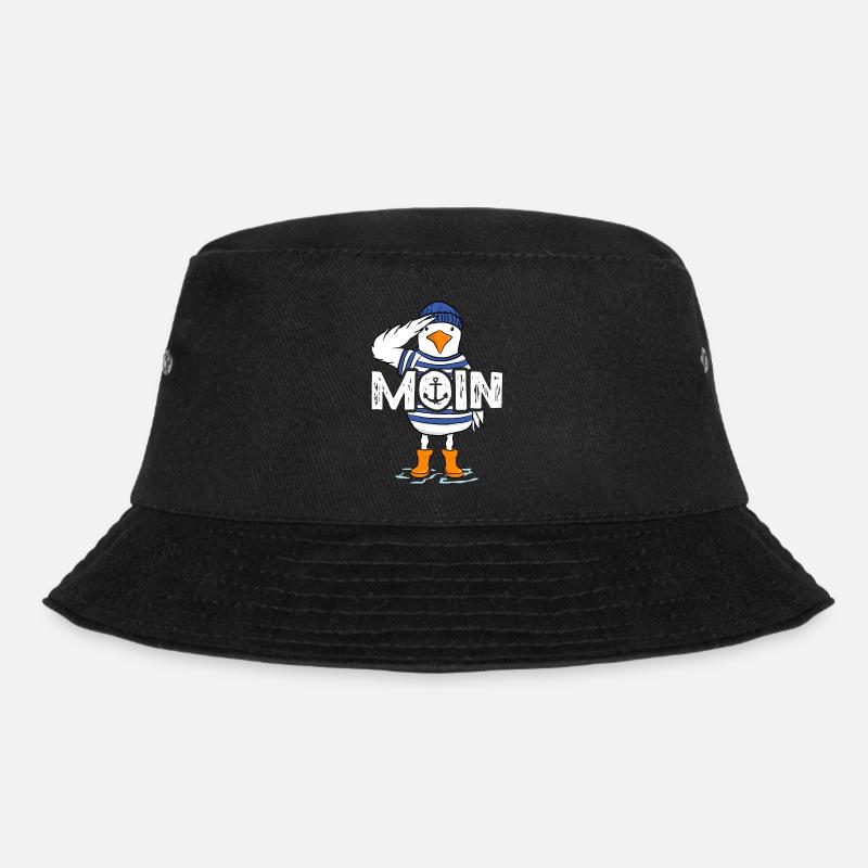 Moin Möwe Seemann Friese Norddeutschland Spruch - Bucket Hat - Schwarz