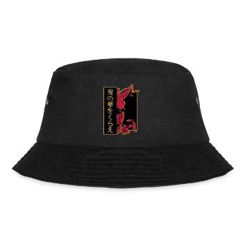 Aesthetic Japanese Oni Demon Mask Devil Skull Art - Bucket Hat - Schwarz - Vorne - Lela (165cm)