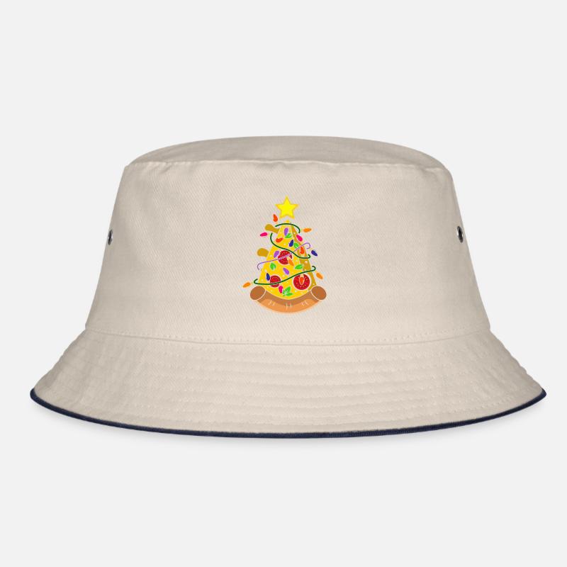 Pizza Weihnachtsbaum Lichter Bucket Hat