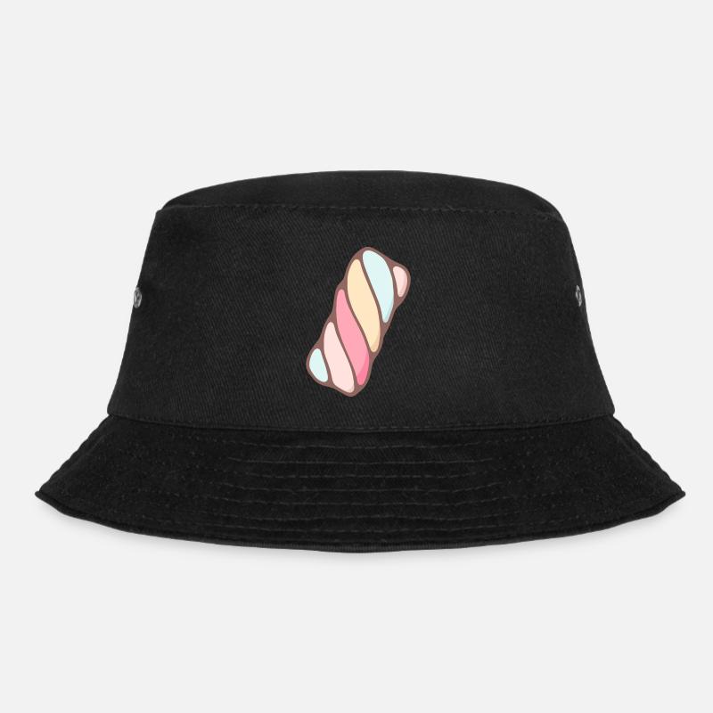 Mehrfarbiger Marshmallow - Bucket Hat - Schwarz