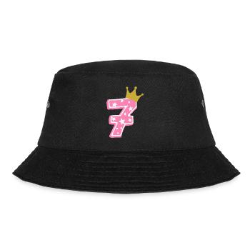 7 Krone 7. Geburtstag 7 Jahre - Bucket Hat - Schwarz - Vorne - Lela (165cm)