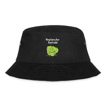 Vegetarischer Kopfsalat, Geschenk, Idee - Bucket Hat - Schwarz - Vorne - Lela (165cm)