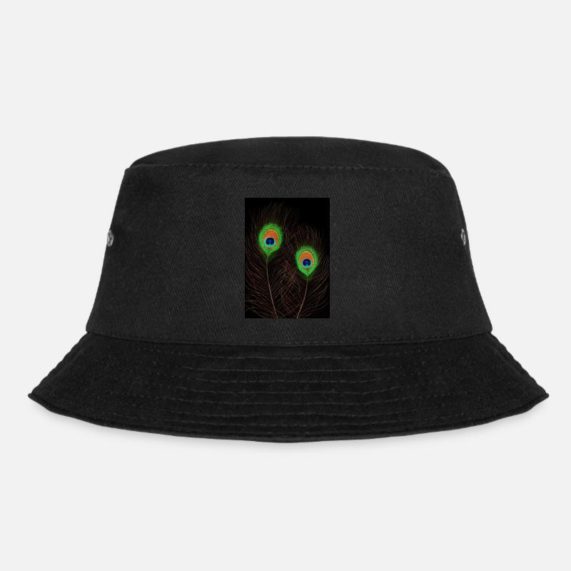 Pfauenfedern auf Schwarz - Bucket Hat - Schwarz