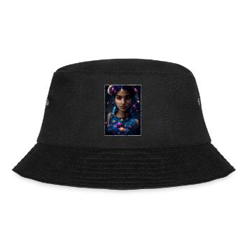 Wunderschönes farbenfrohes Blumenmädchen - Bucket Hat - Schwarz - Vorne - Lela (165cm)