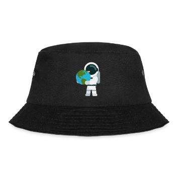 Astronaut mit Erdkugel Geschenk für Astronauten - Bucket Hat - Schwarz - Vorne - Lela (165cm)