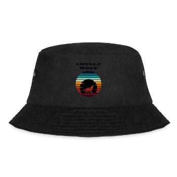 Lonely Wolf Retro 80s Style Howling - Bucket Hat - black - Front - Lela (165cm)