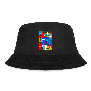 Abstrakte Geometrie - Bucket Hat - Schwarz - Vorne - Lela (165cm)
