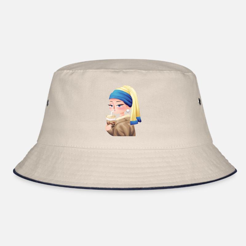 Bubble Tea and Pearl Earring Bucket Hat