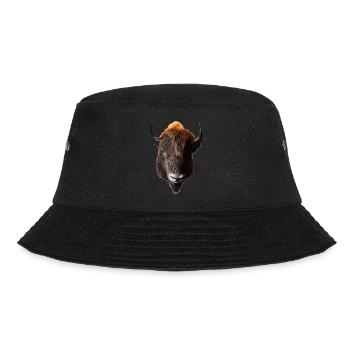 Der Bison wird auch Büffel genannt - Bucket Hat - Schwarz - Vorne - Lela (165cm)