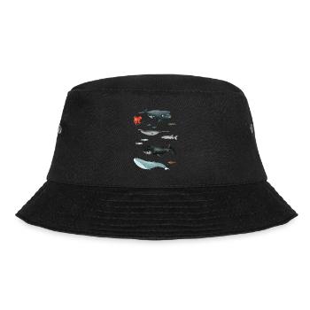 Patterns with whales and fish / underwater world - Bucket Hat - black - Front - Lela (165cm)